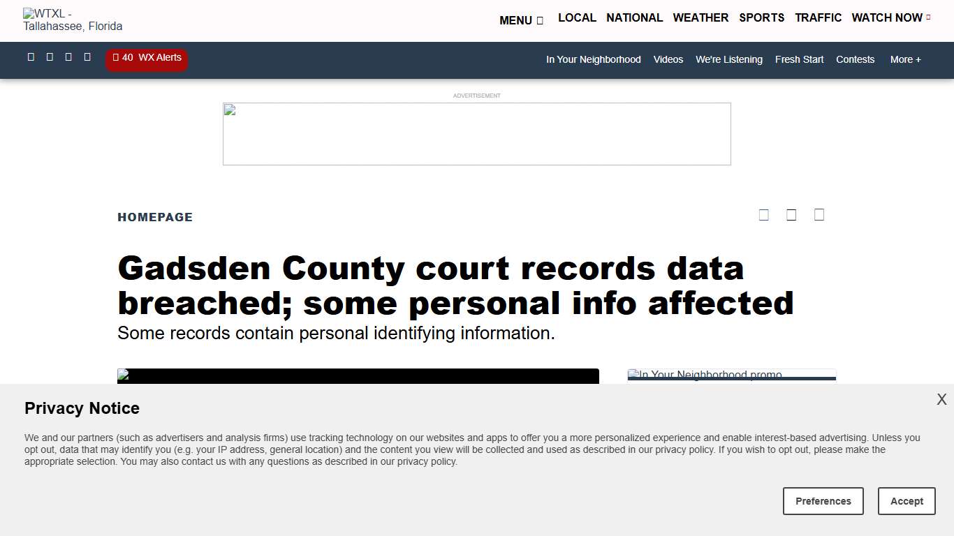 Gadsden County court records data breached